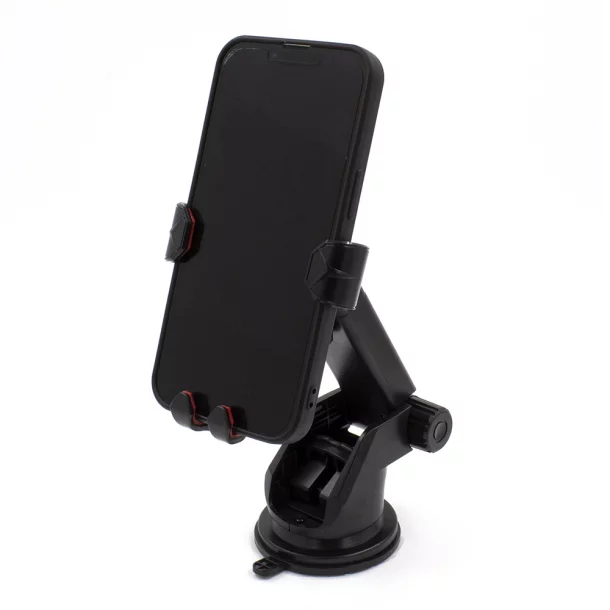 Suport telefon mobil cu ventuza, lungimea bratului reglabila 85-130mm, latime 68-85mm, Negru/Rosu