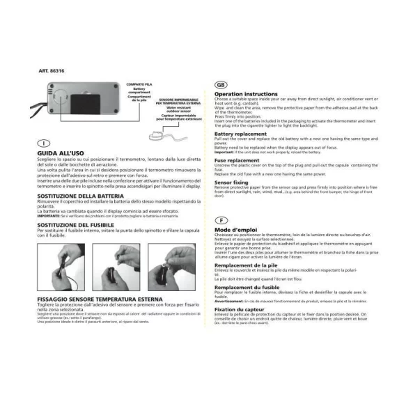 Termometru int-ext Lampa - 12/24V